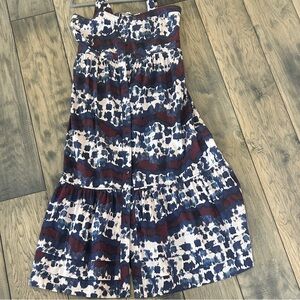 Marie Oliver Yara dress- Navy and Burgundy Tie-Dye Dress